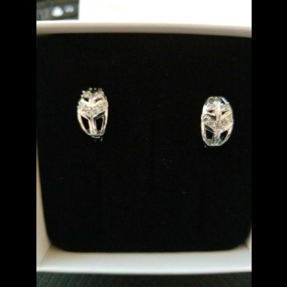 NWOT 1/14 CT Round Cut White Moissanite 14k Gold Hoop Earrings